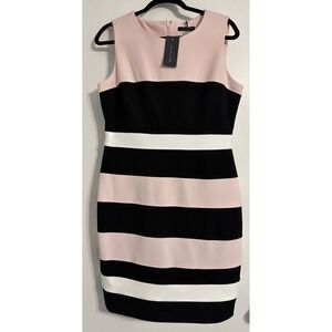 Tommy Hilfiger Women's Dress Striped (black, white, pink) 12 Beautiful Quality